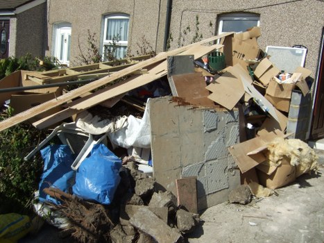 Professional waste clearance team at work